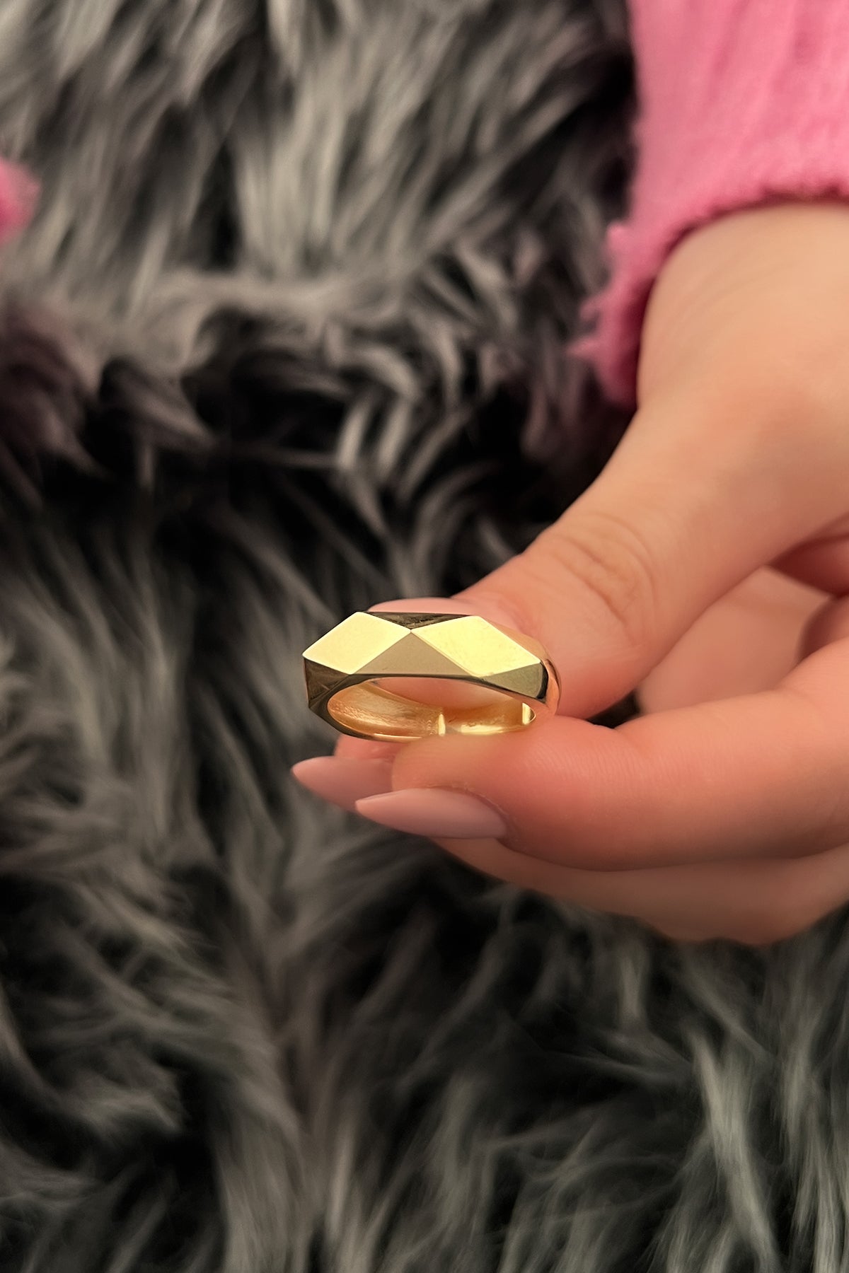 14K Gold Faceted Ring