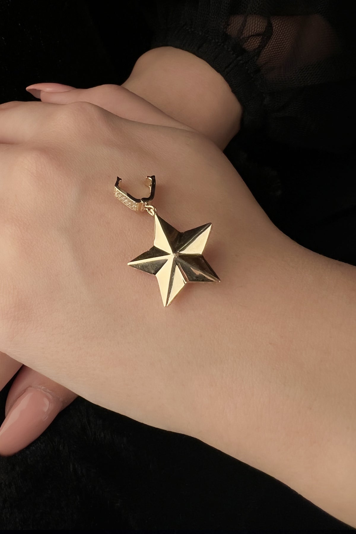 14K Gold Faceted Star Charm