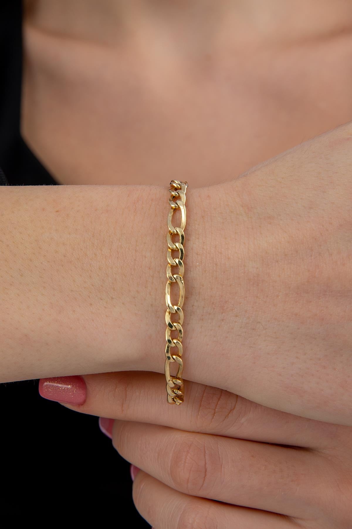 14K Gold Figaro Bracelet  0.163 inch