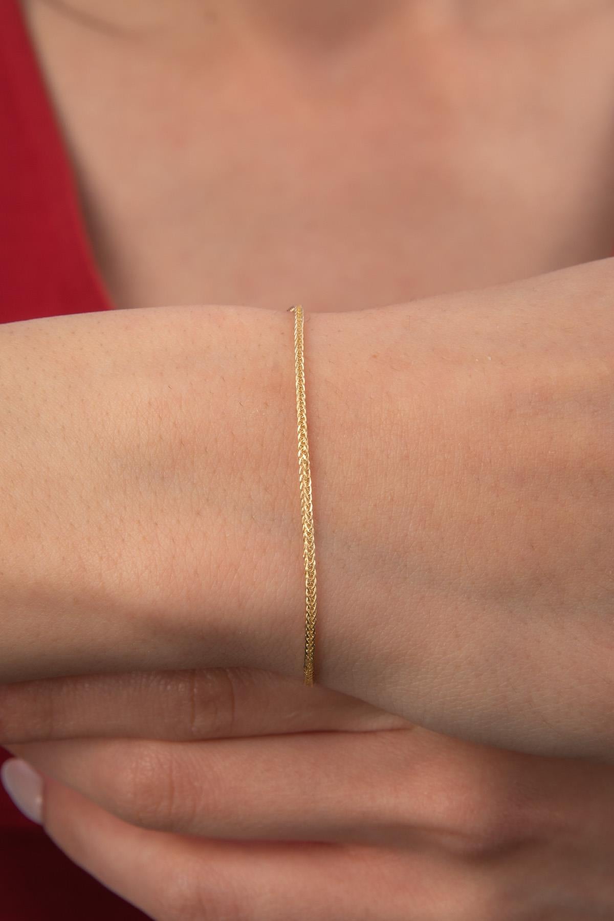 14K Gold Fine Foxtail Bracelet 0.041 inch