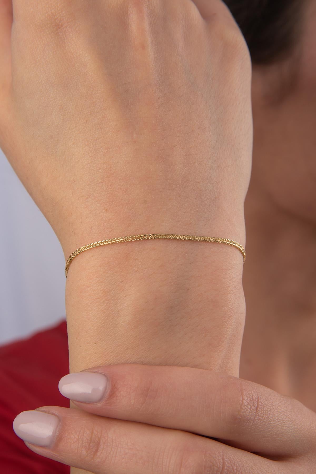 14K Gold Fine Foxtail Bracelet 0.041 inch