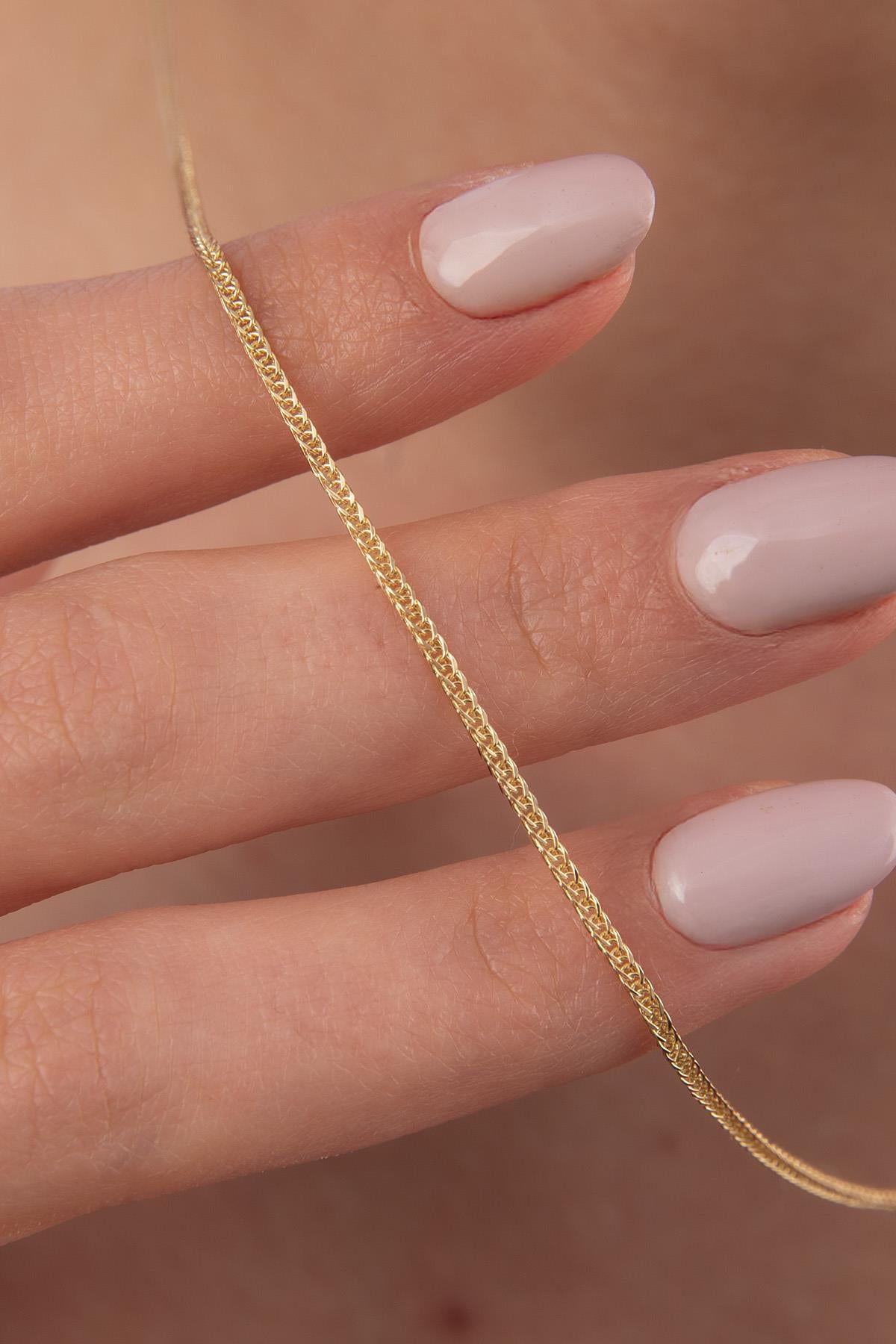 14K Gold Fine Foxtail Necklace 0.041 inch