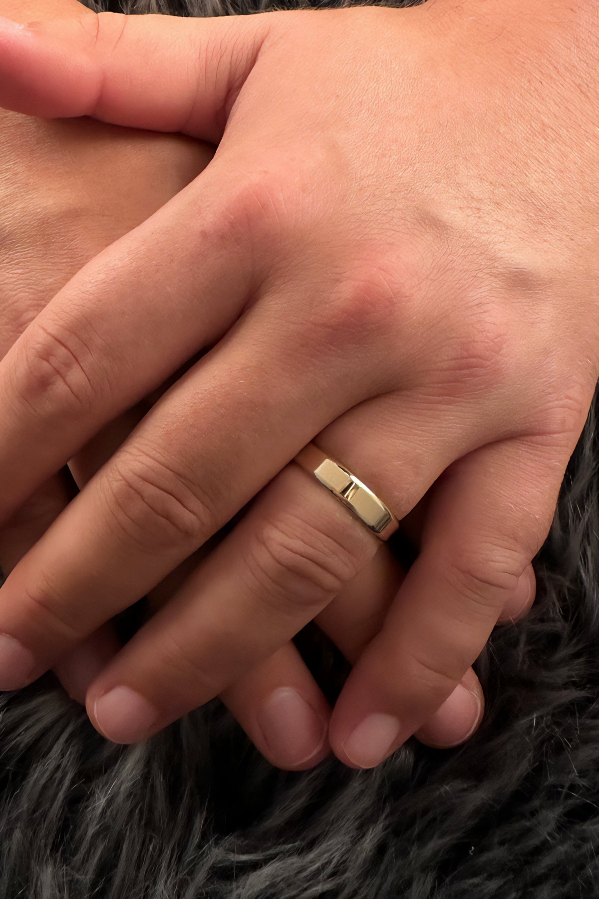 14K Gold Flat Court Shape Man Wedding Ring 0.196 inch