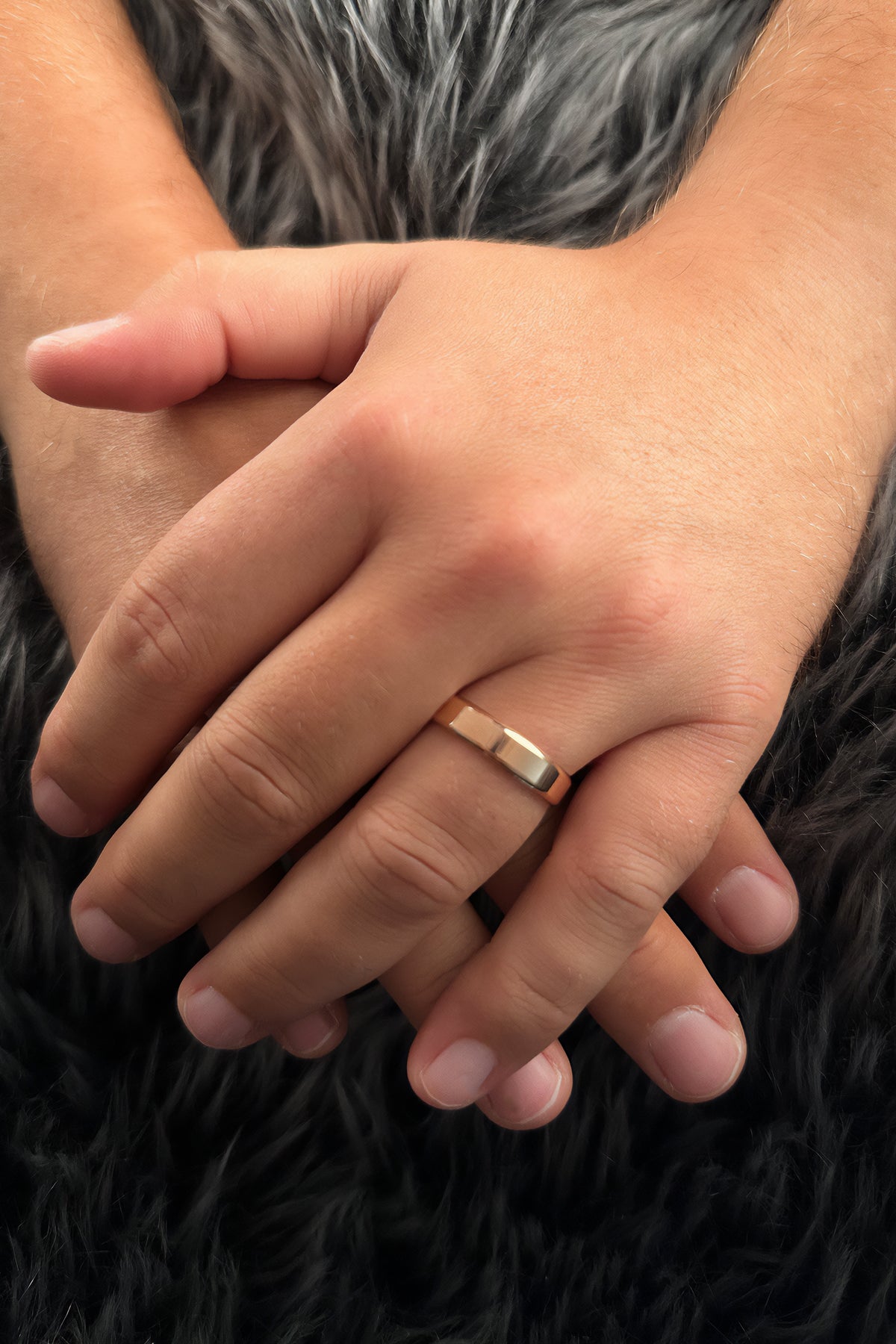 14K Gold Flat Court Shape Man Wedding Ring 0.196 inch
