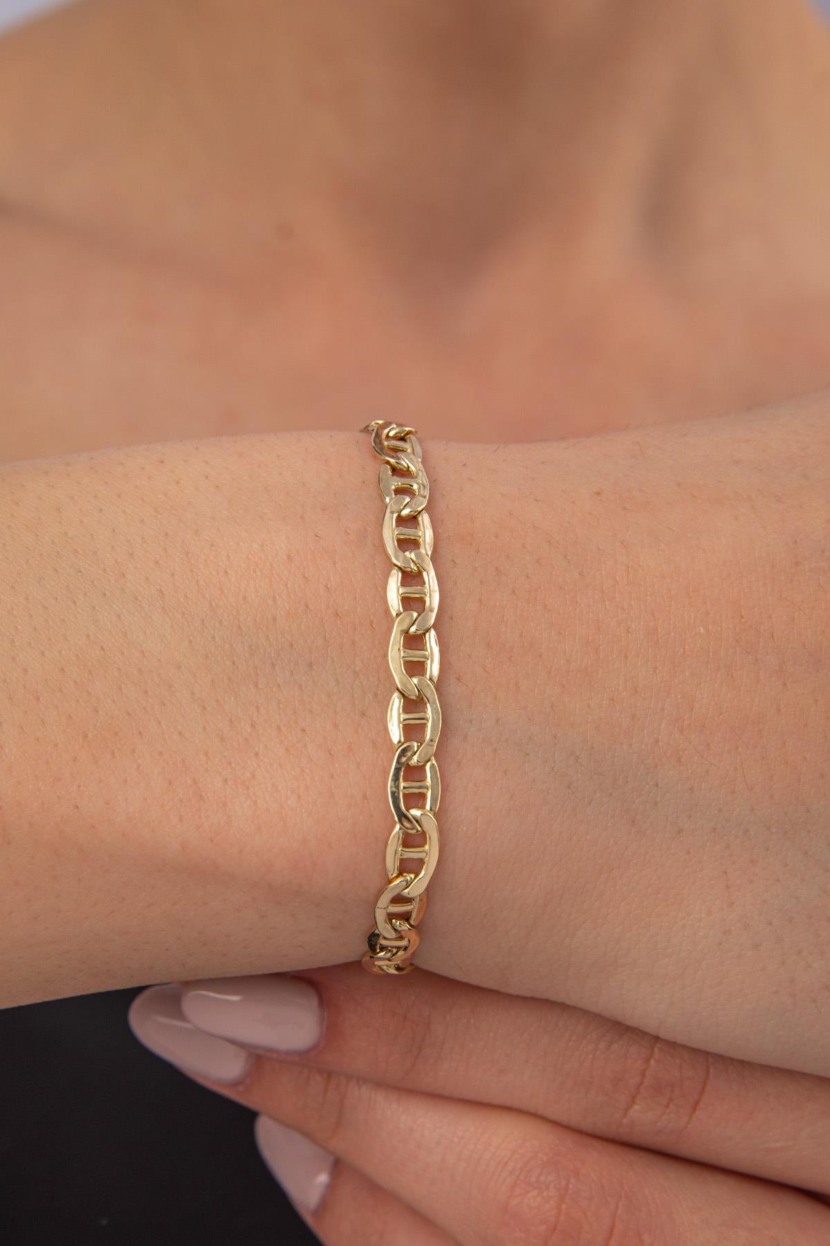 14K Gold Flat Mariner Bracelet 0.196 inch