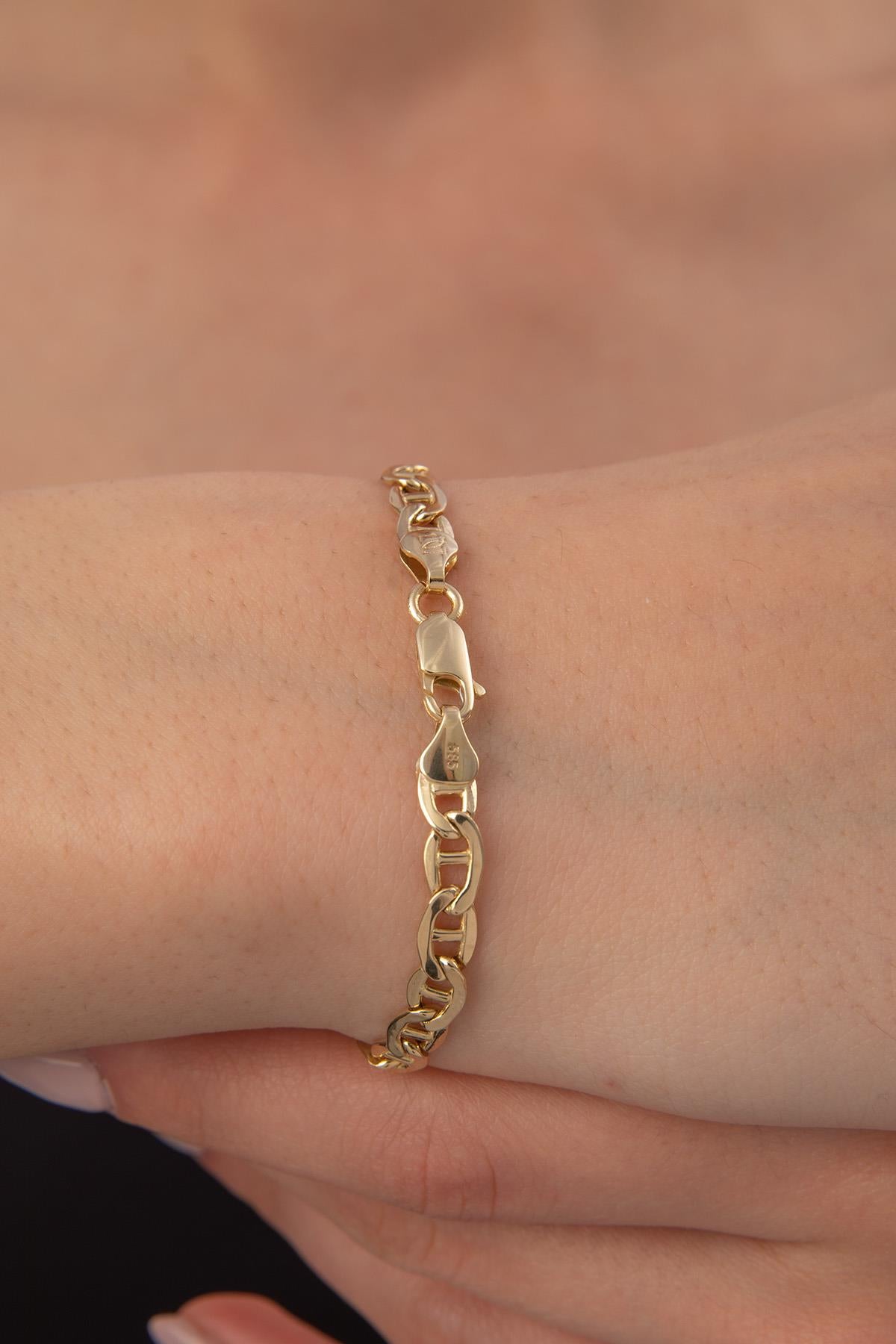 14K Gold Flat Mariner Bracelet 0.196 inch