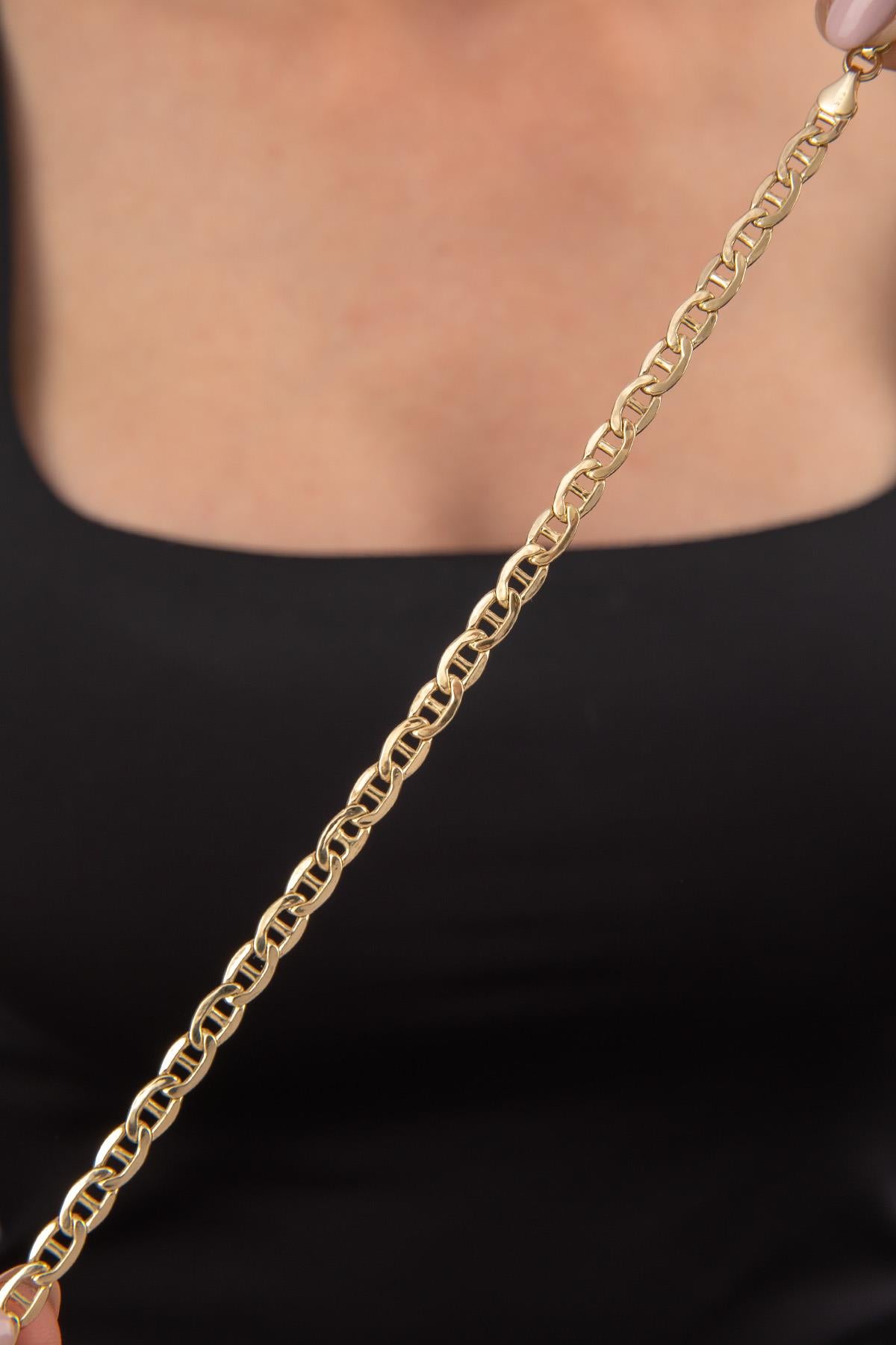 14K Gold Flat Mariner Bracelet 0.196 inch