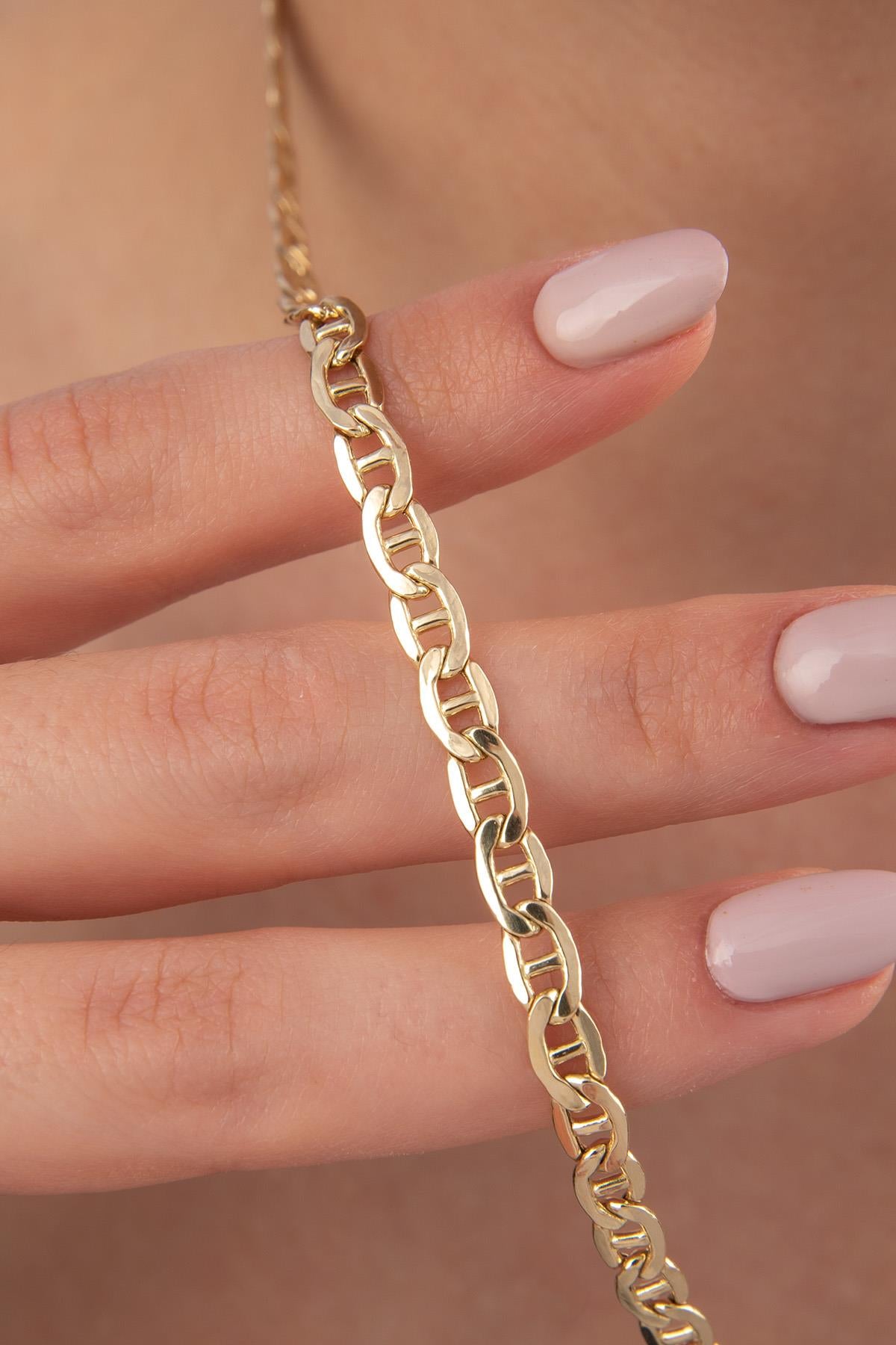 14K Gold Flat Mariner Link Chain 0.196 inch