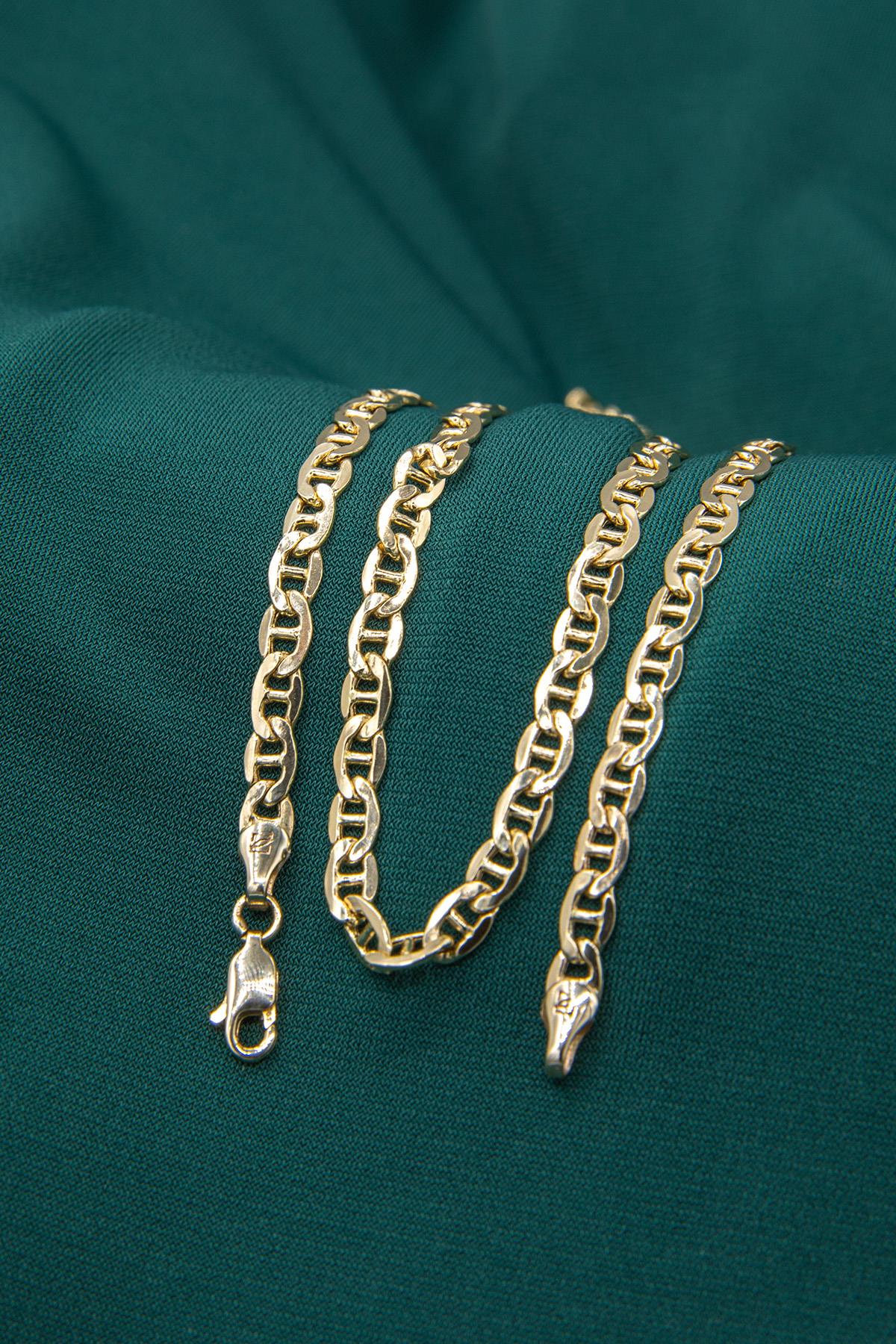 14K Gold Flat Mariner Link Chain 0.196 inch