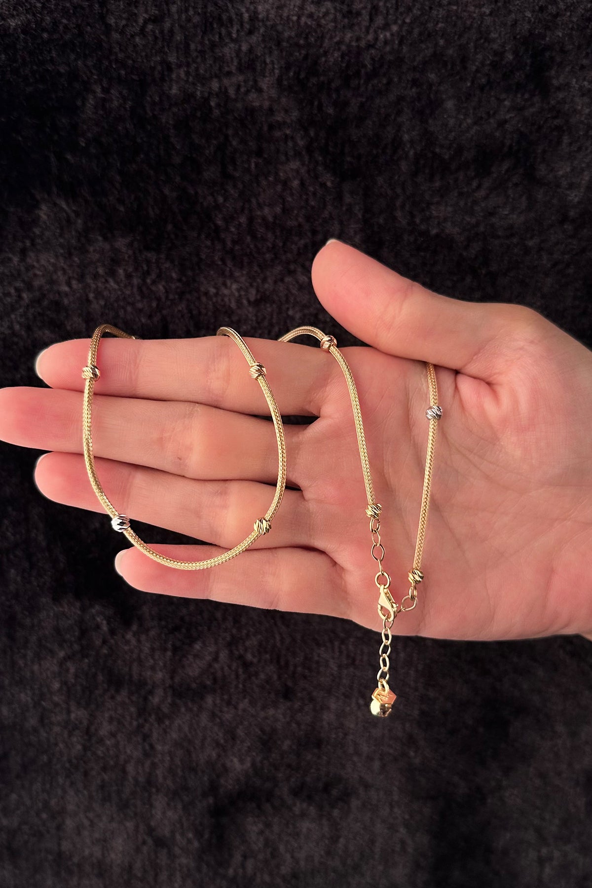 14K Gold FoxTail Dorica Balls Necklace