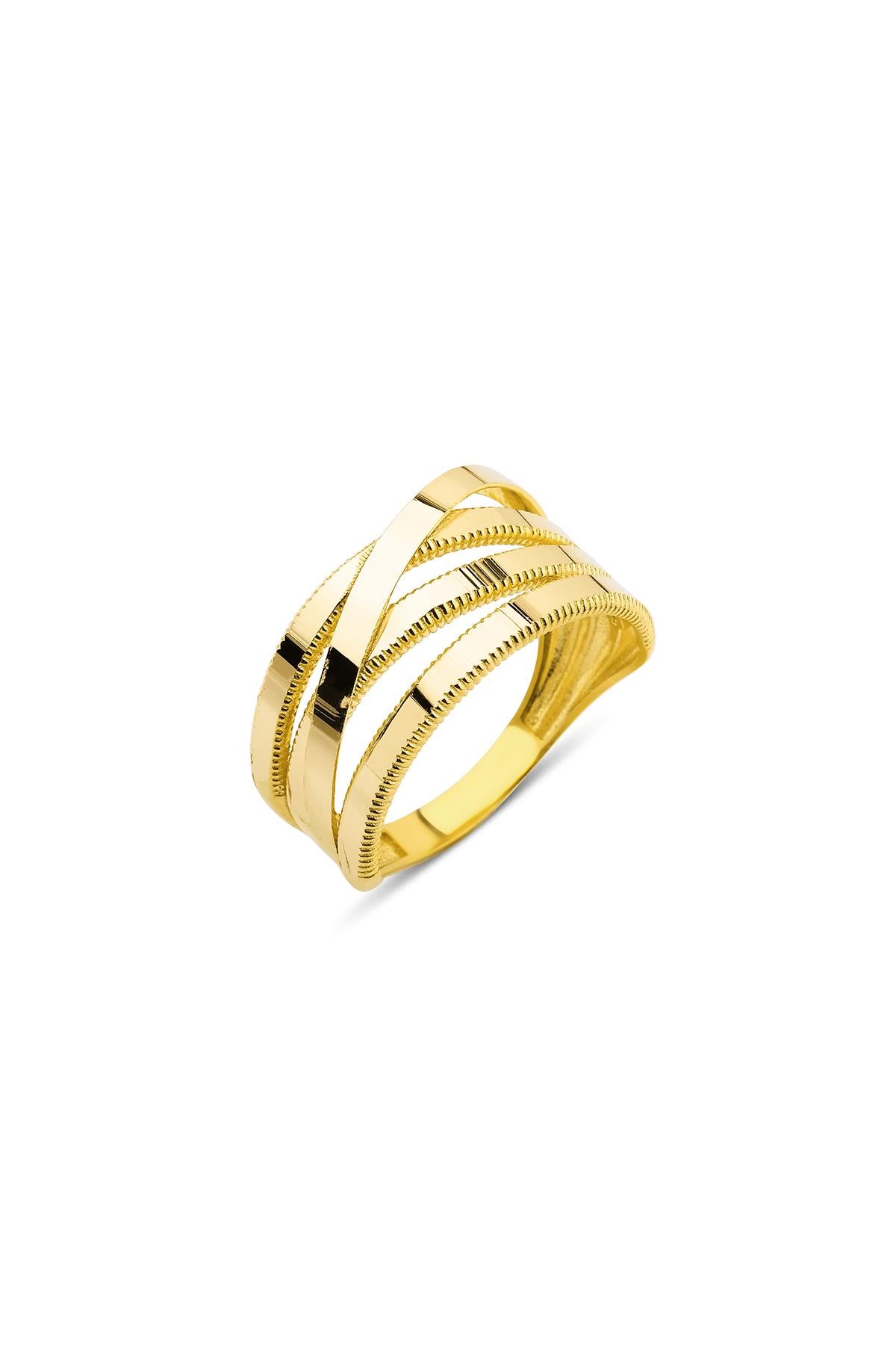 14K Gold Gleaming 4 Spiral Ring