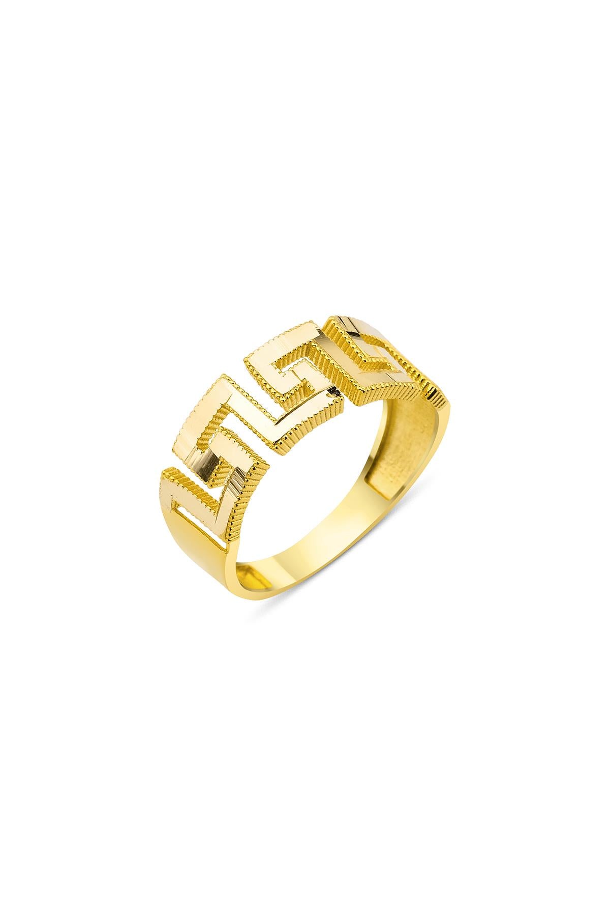 14K Gold Gleaming Greek Key Ring