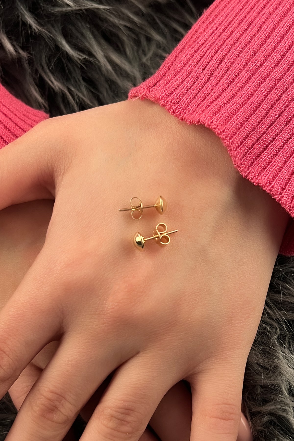 14K Gold Half Ball Stud Earrings