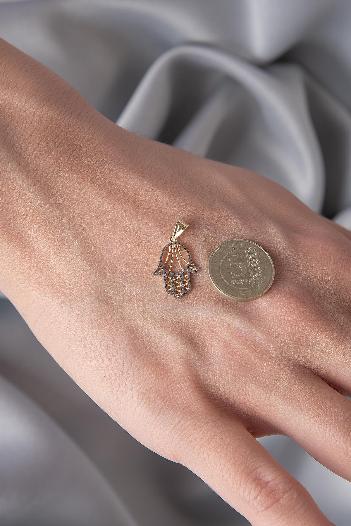 14K Gold Hamsa Hand Pendant