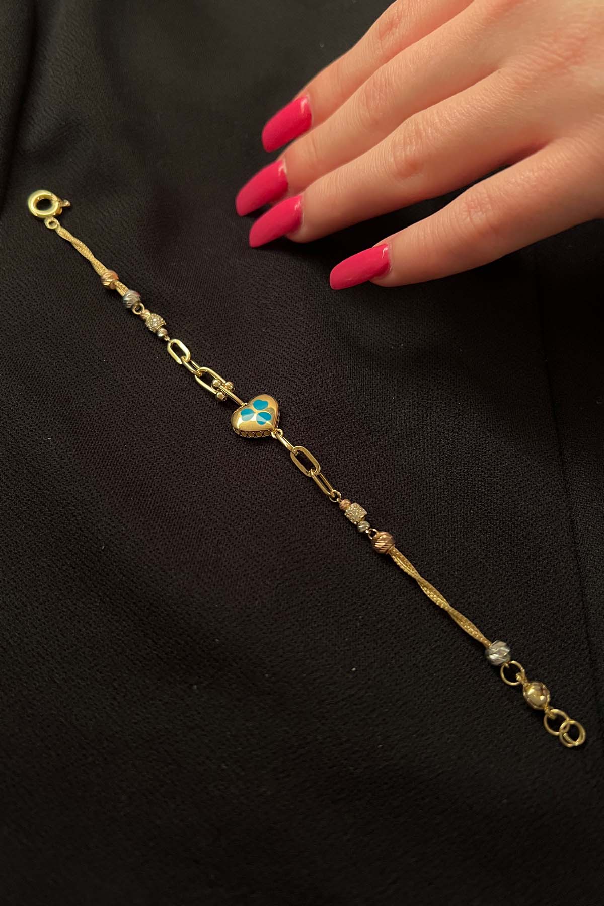 14K Gold Heart Paperclip  Bracelet