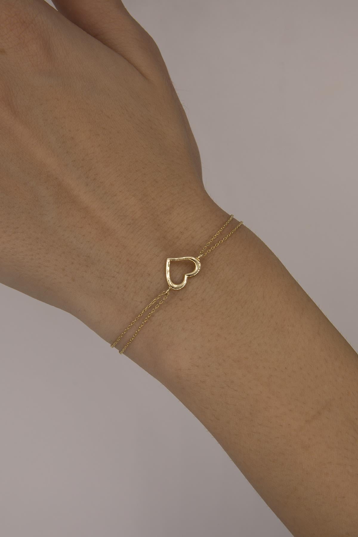 14K Gold Heart Shape Bracelet