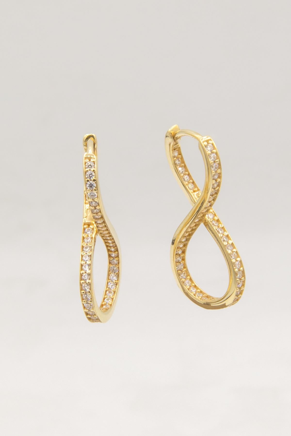 14K Gold infinity Huggie Earrings