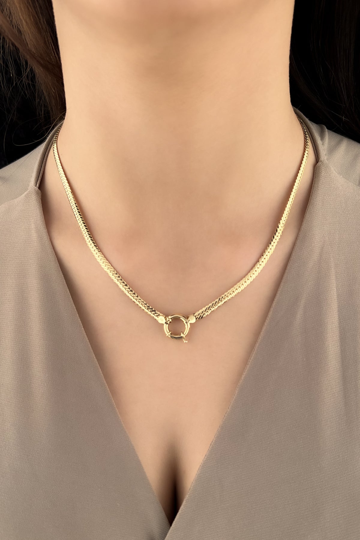 14K Gold Italian Snake Back Chain With Sailor Lock 0.157 inch