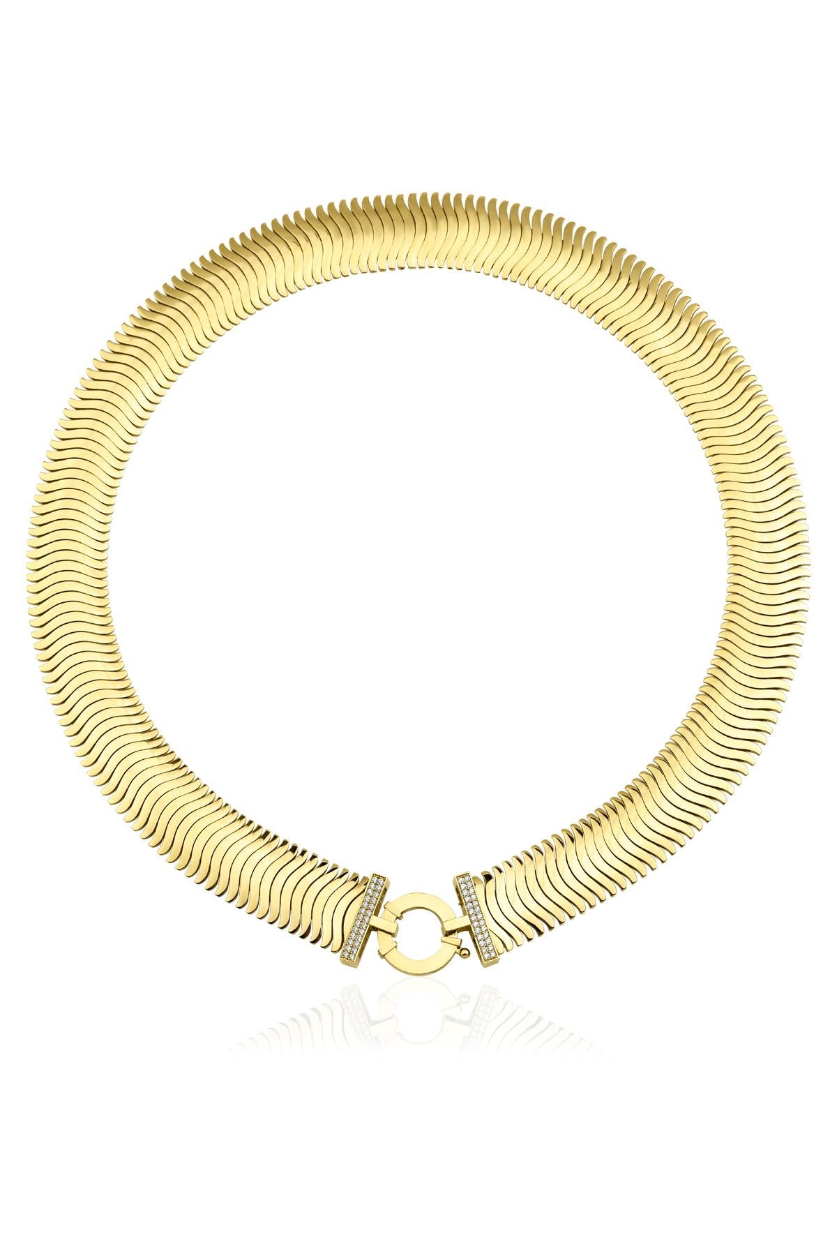 14K Gold İtalian Snake Back Necklace 0.649 inch