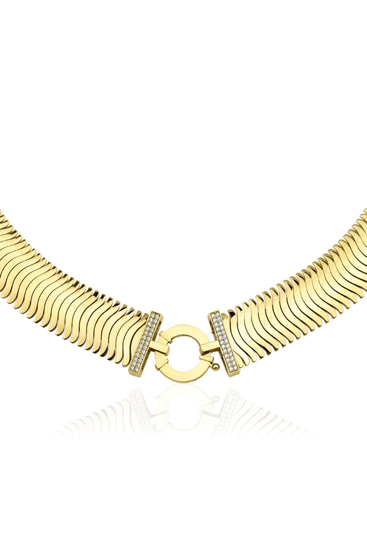 14K Gold İtalian Snake Back Necklace 0.649 inch