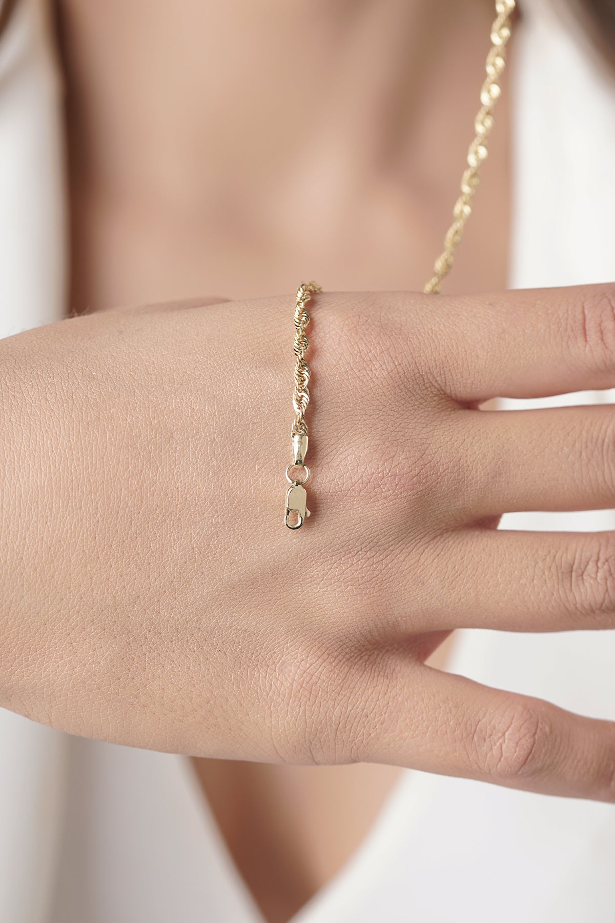 14K Gold Light Rope Chain Bracelet 0.098 inch