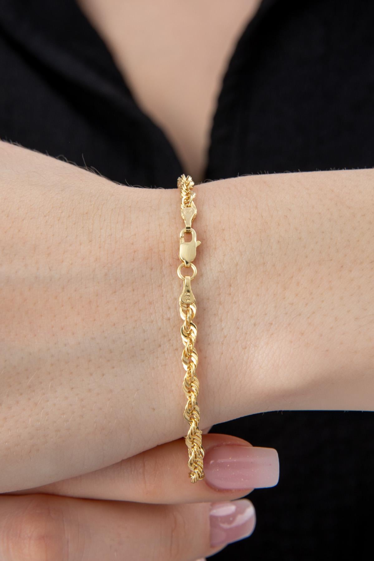 14K Gold Light Rope Chain Bracelet 0.124 inch