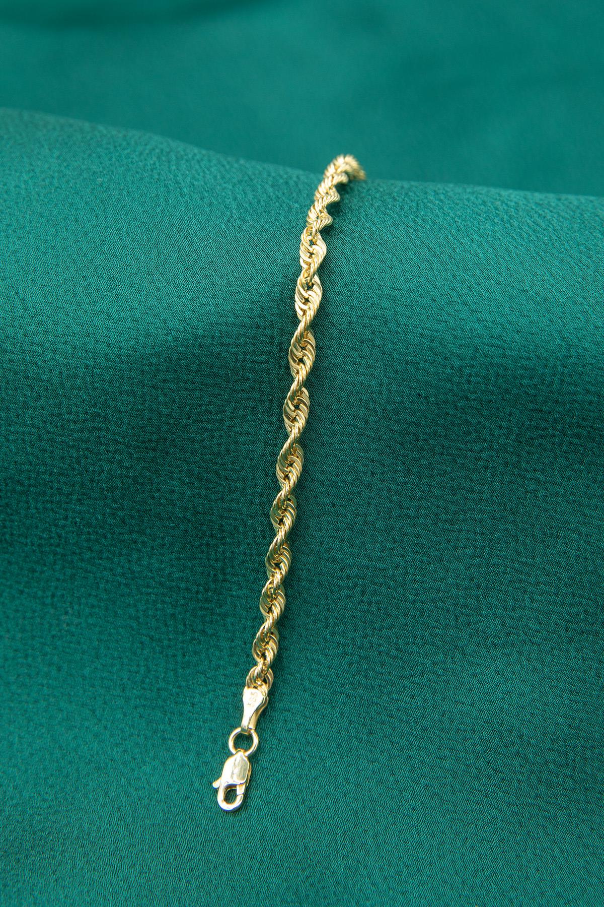 14K Gold Light Rope Chain Bracelet 0.124 inch