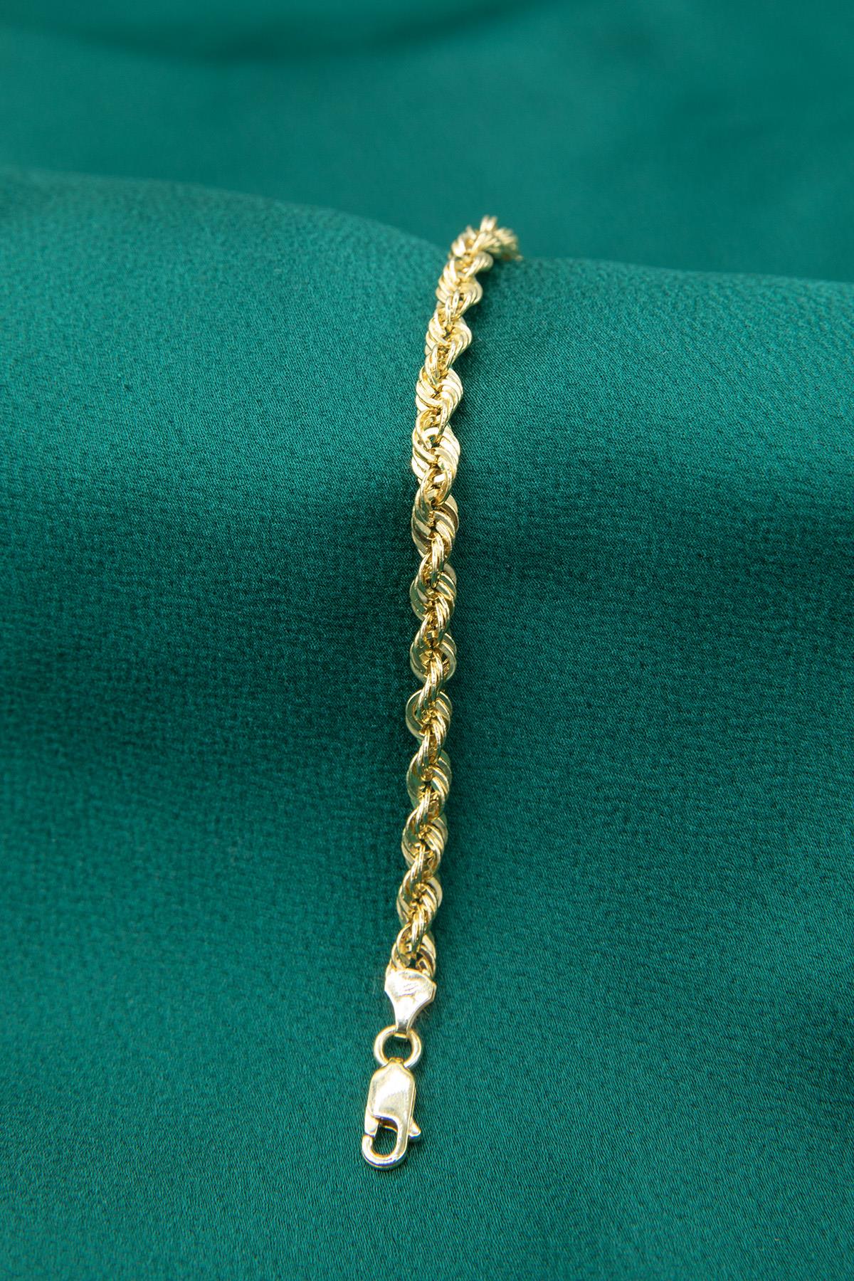 14K Gold Light Rope Chain Bracelet 0.173 inch