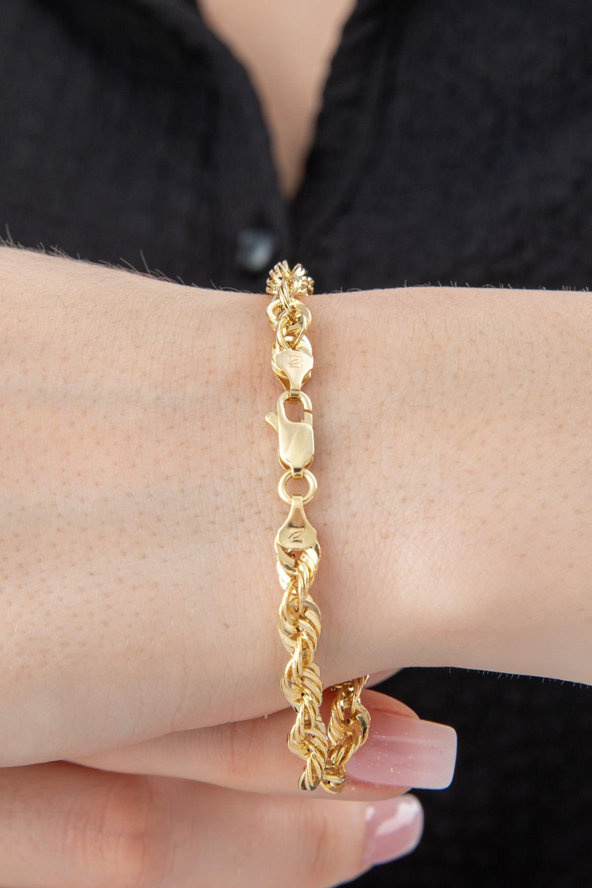 14K Gold Light Rope Chain Bracelet 0.202 inch