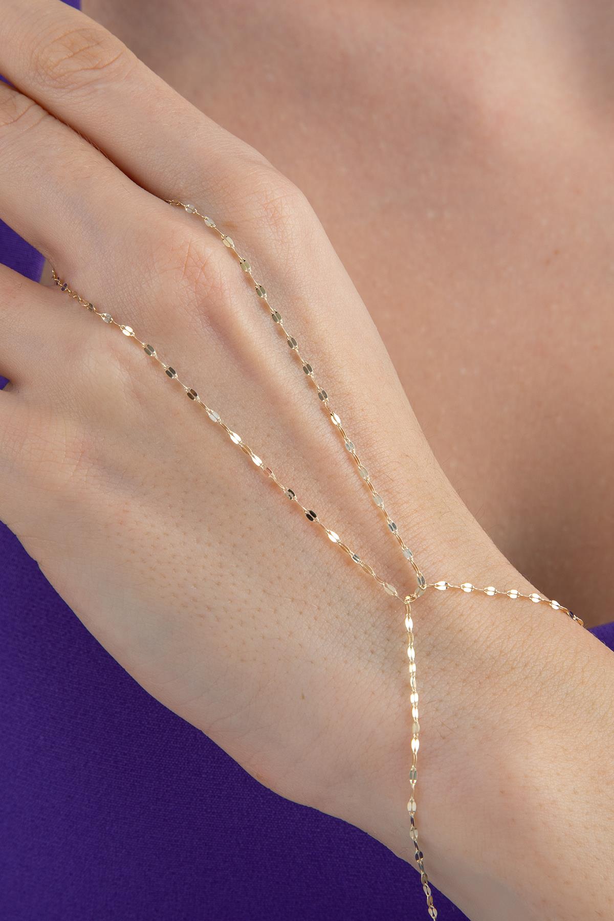 14K Gold Mirror Sparkle Chain Handchain