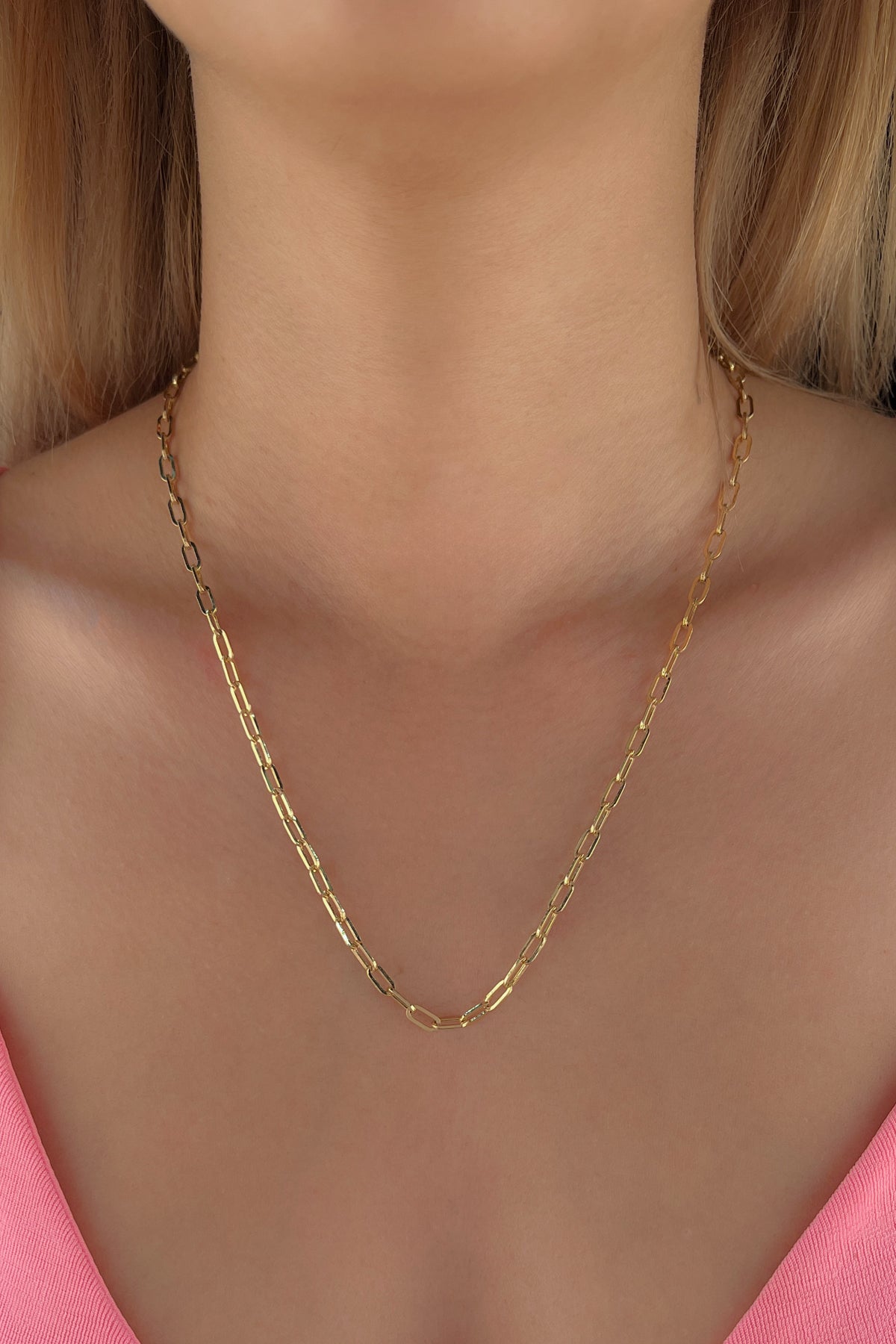 14K Gold Oval Paperclip Chain 0.141 inch