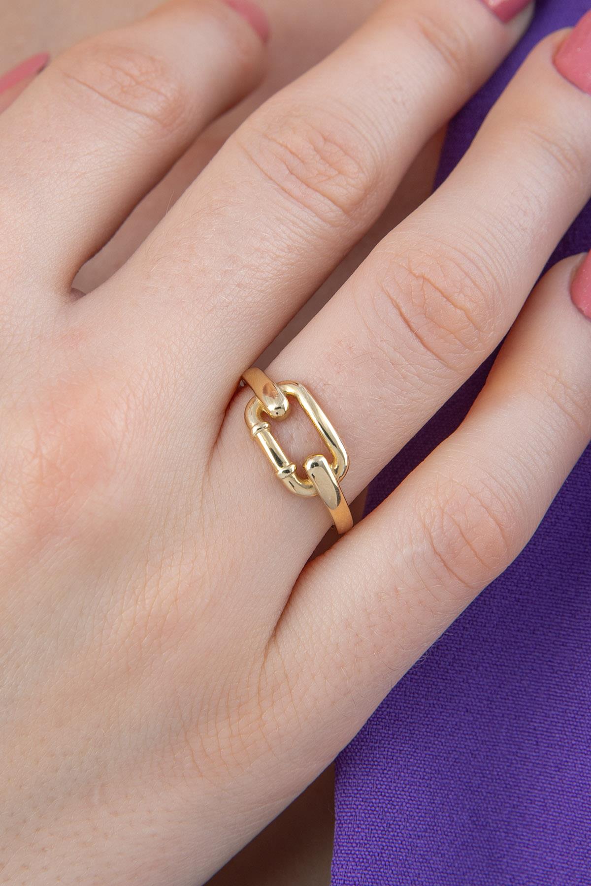 14K Gold Paperclip Link Chain Ring