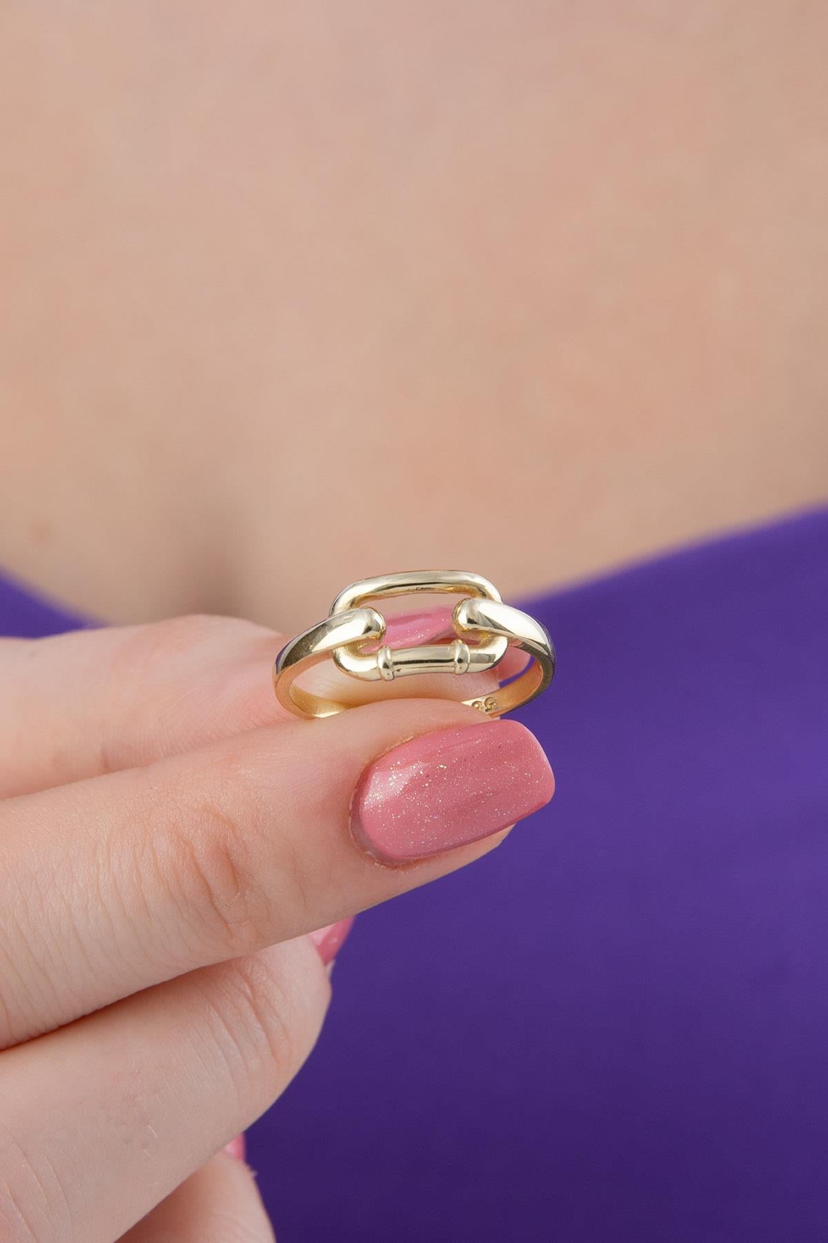 14K Gold Paperclip Link Chain Ring