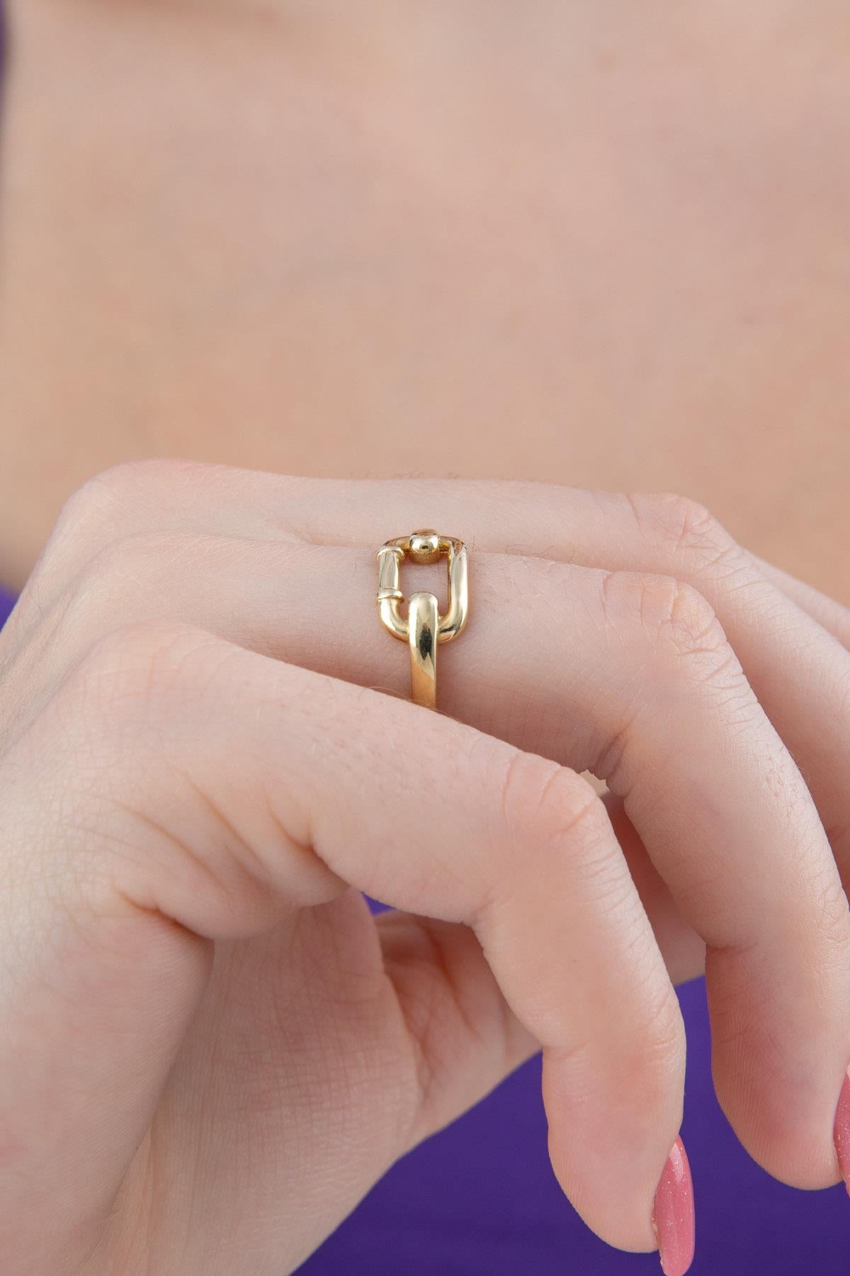 14K Gold Paperclip Link Chain Ring