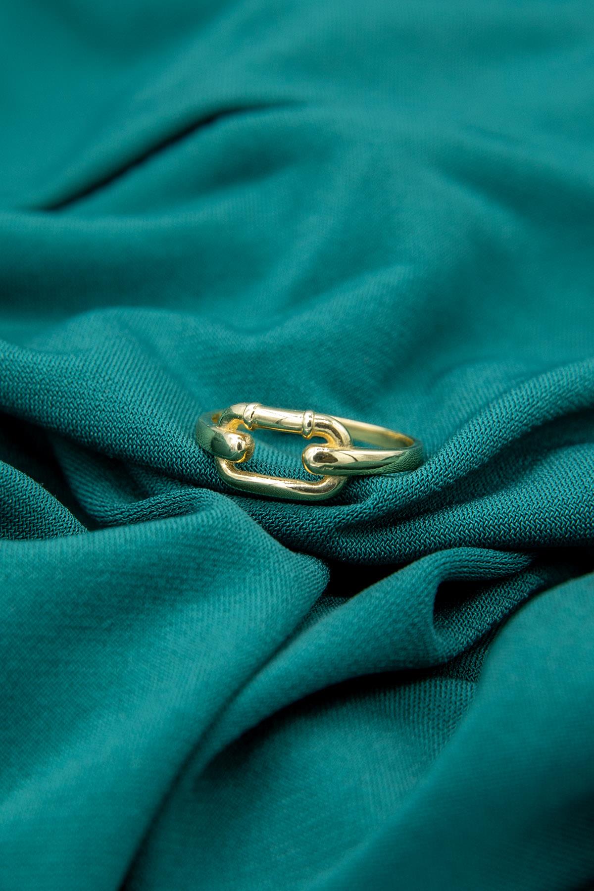 14K Gold Paperclip Link Chain Ring
