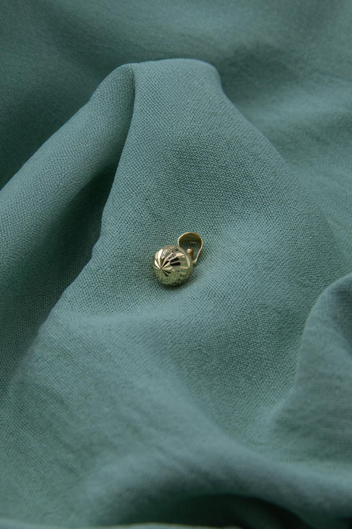 14K Gold Patterned Ball Charm ( Medium )