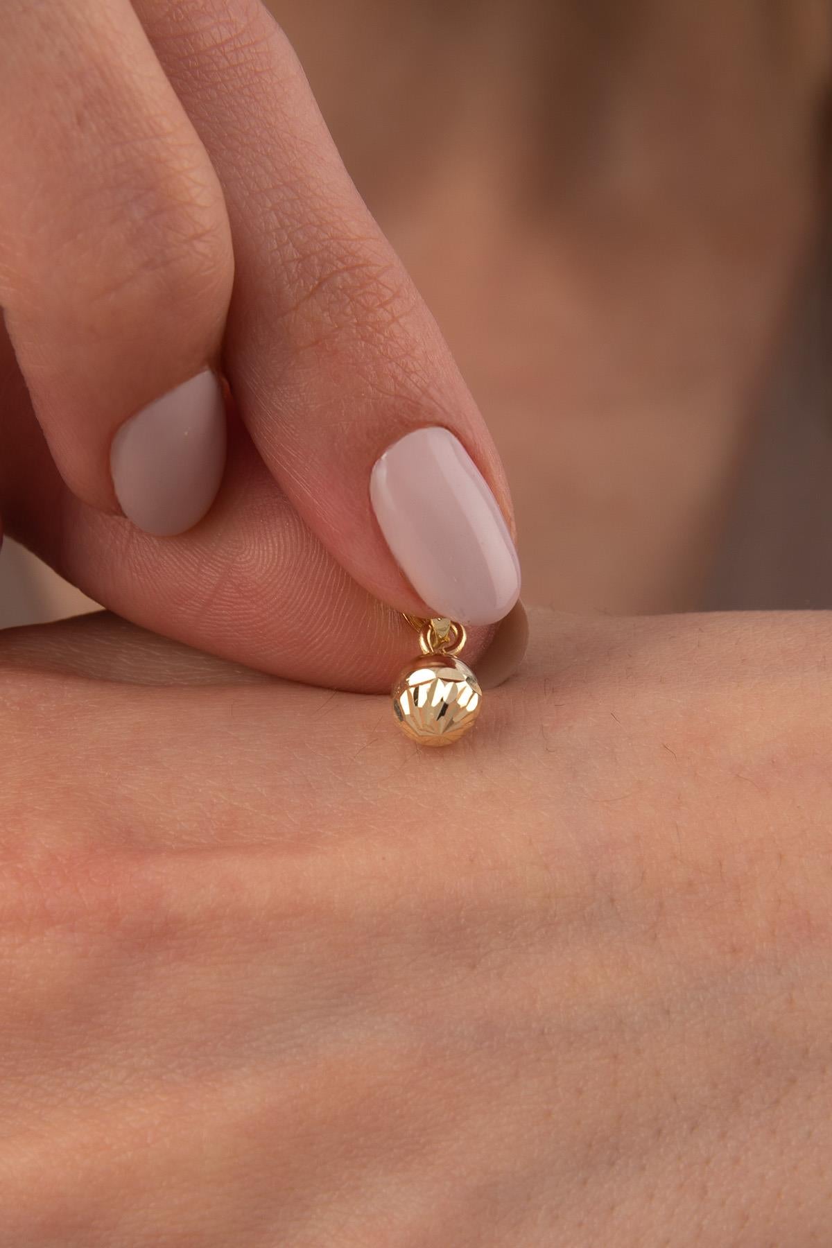 14K Gold Patterned Ball Charm ( Small )