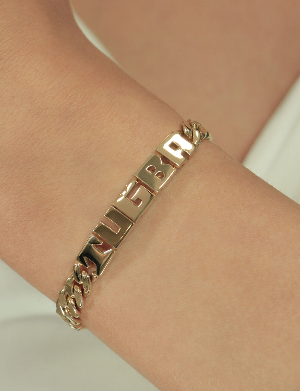 14K Gold Playful Letter Name Personalized Bracelet