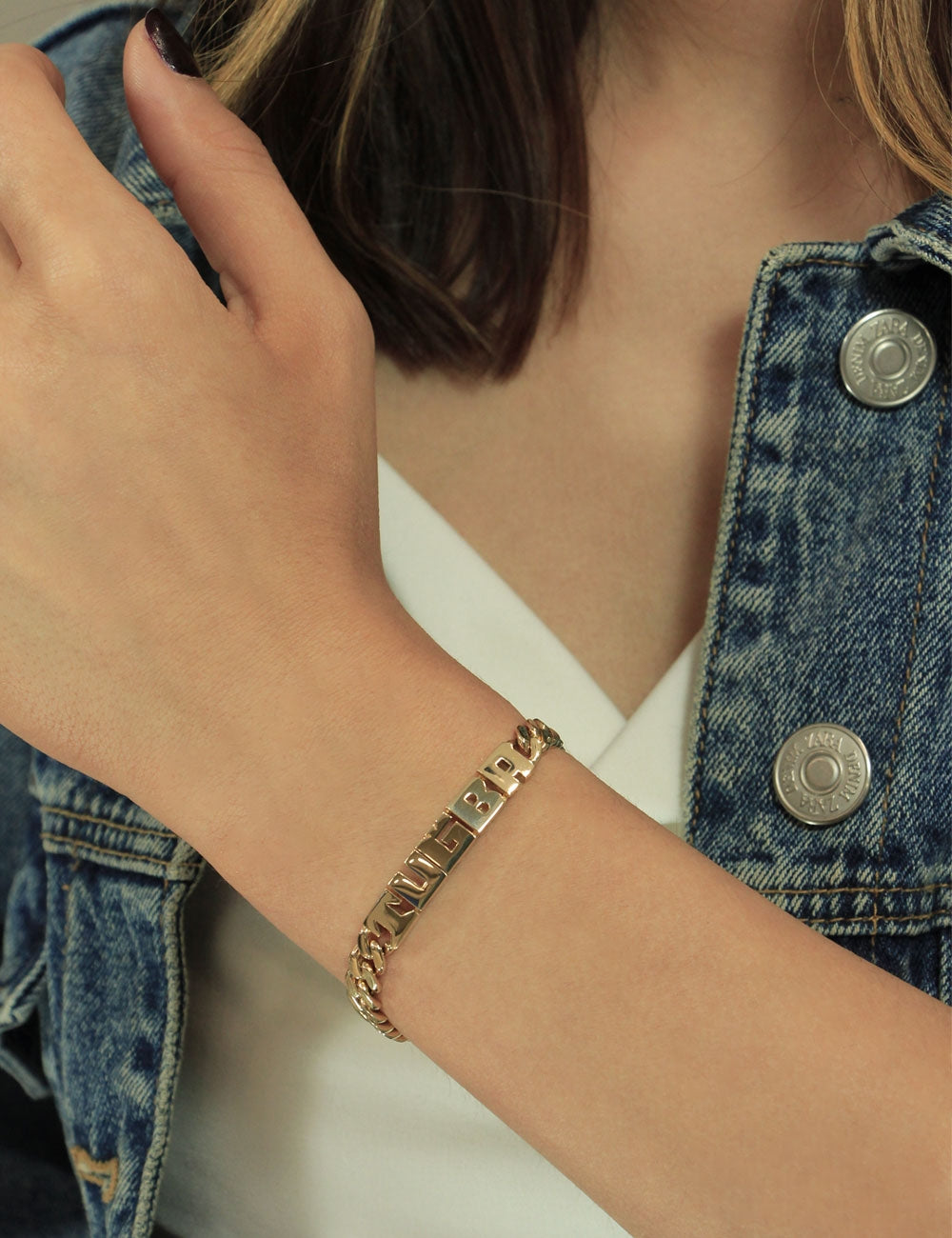 14K Gold Playful Letter Name Personalized Bracelet