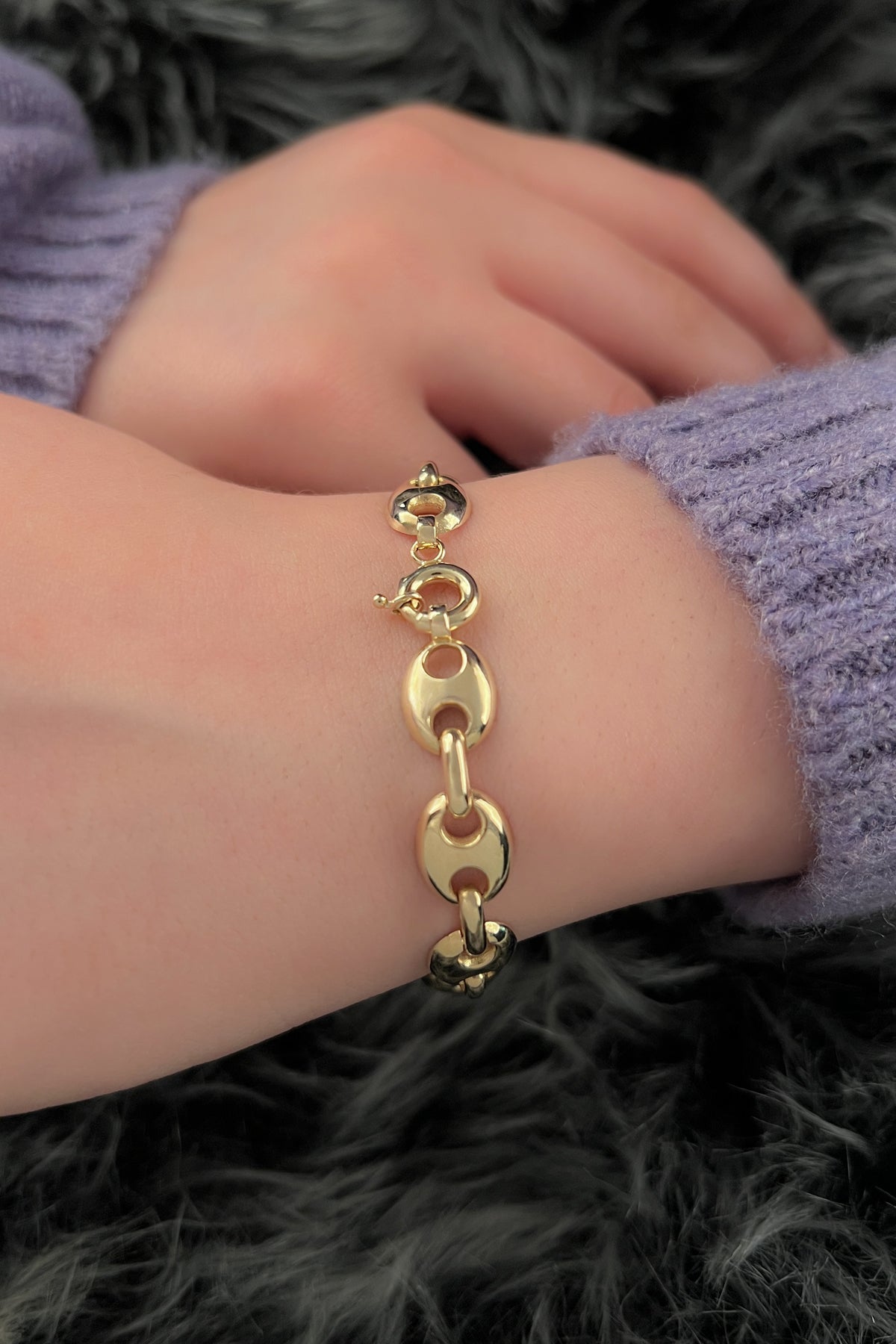14K Gold Puff Bracelet