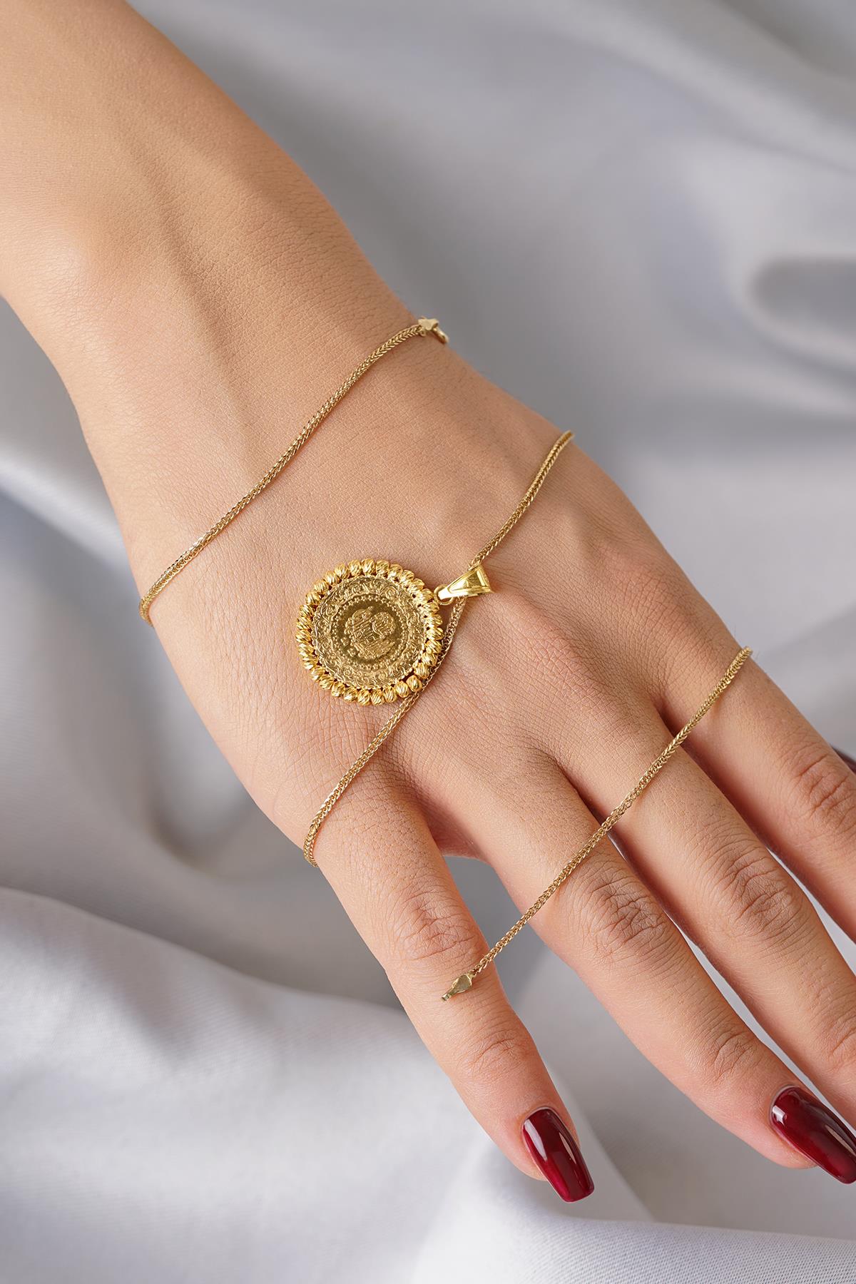 14K Gold Quarter Coin with Silk Chain Necklace