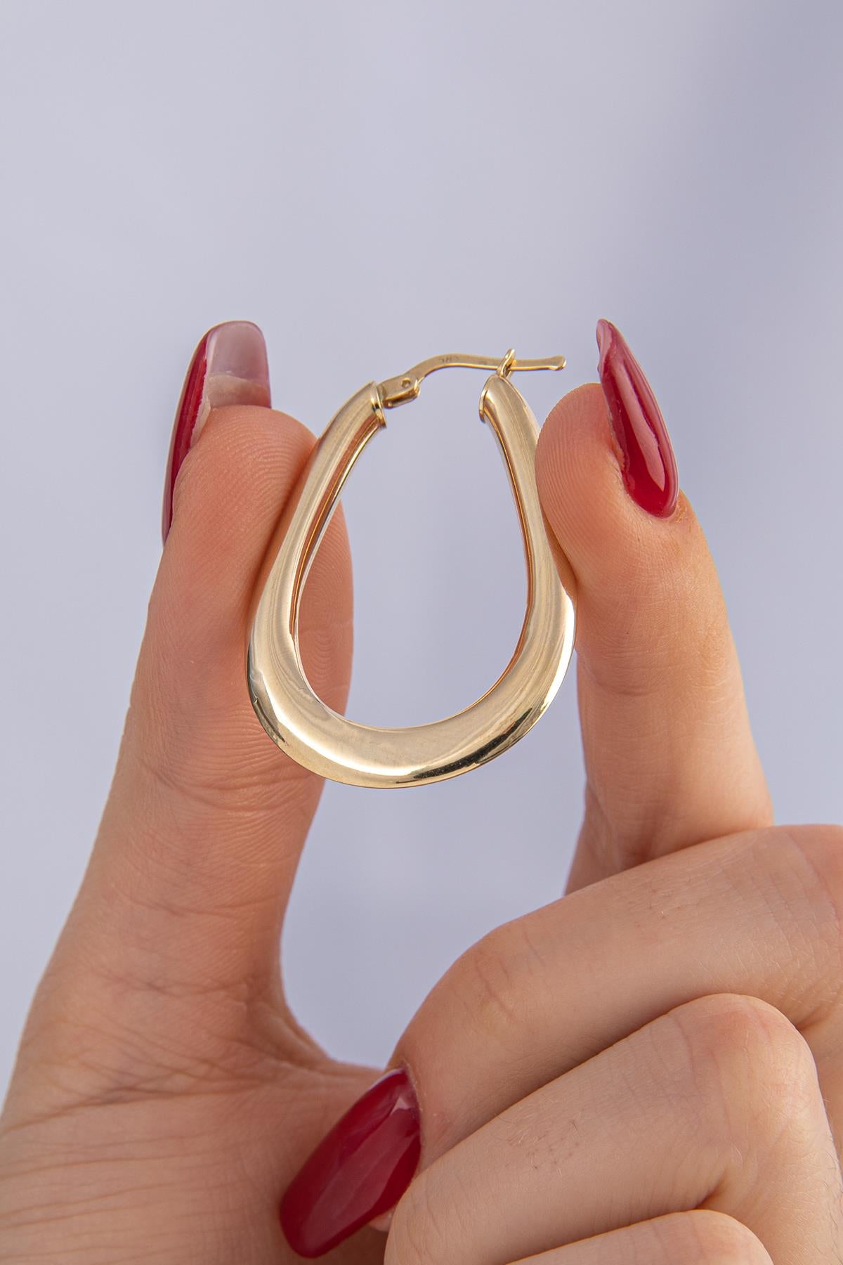 14K Gold Rectangular Chunky Hoop Earrings