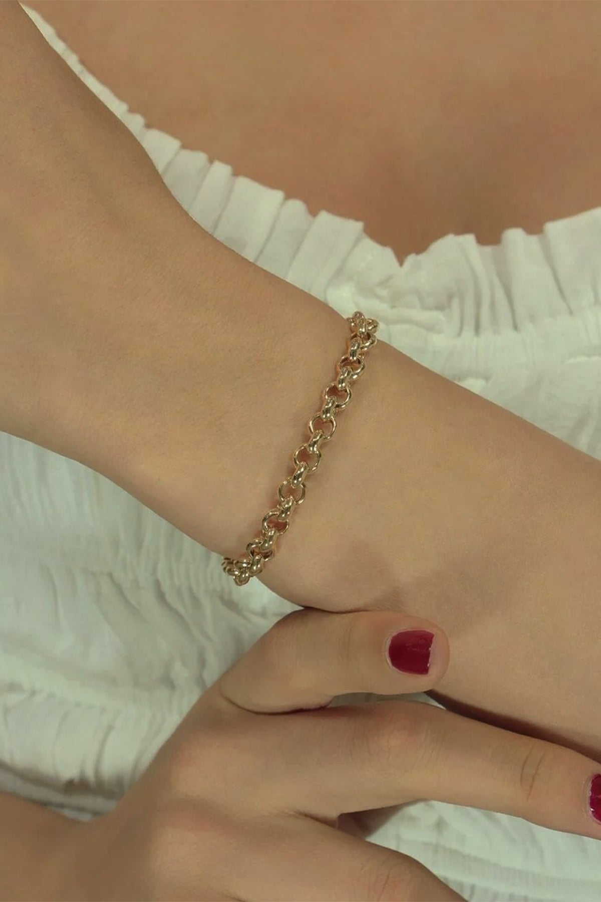 14K Gold Rolo Bracelet Evil Eye Bracelet