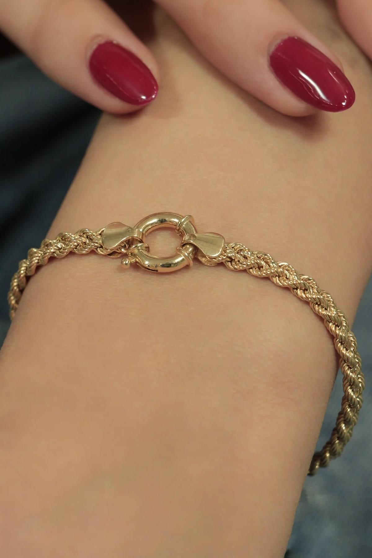 14K Gold Rope Chain Bracelet 0.157 inch