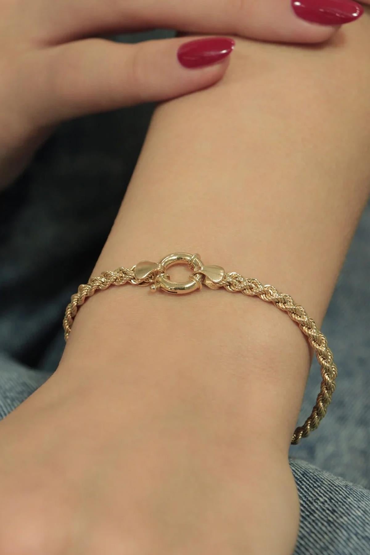 14K Gold Rope Chain Bracelet 0.157 inch
