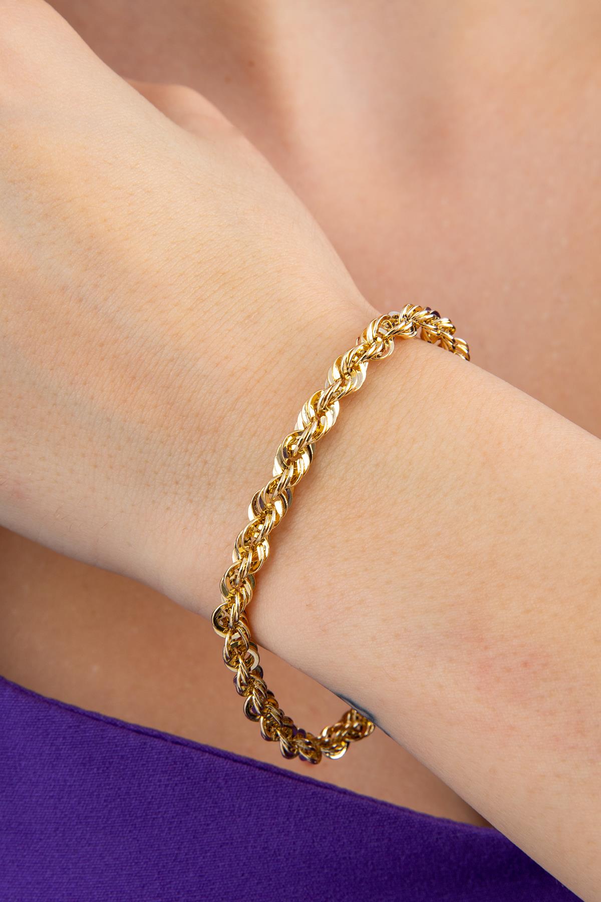 14K Gold Rope Chain Bracelet 0.200 inch