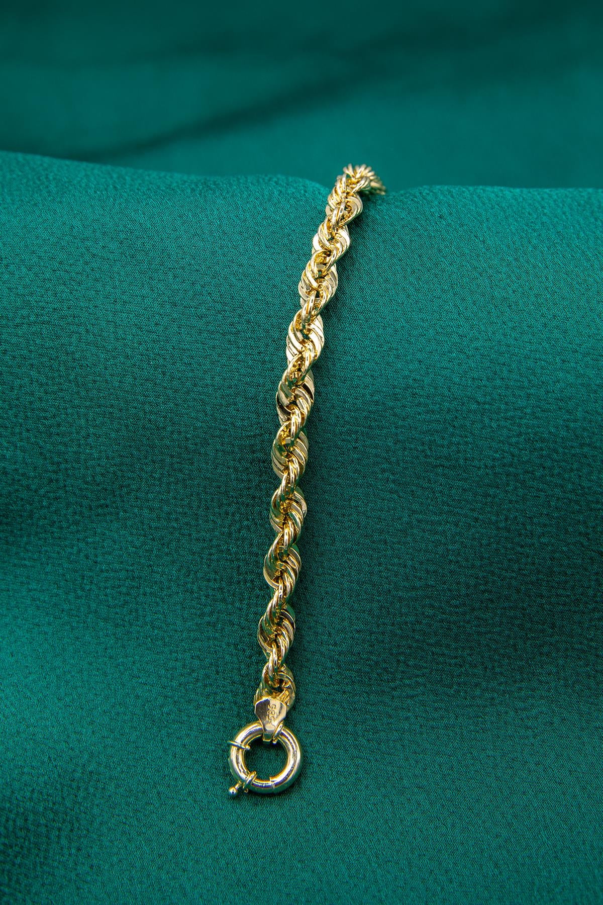 14K Gold Rope Chain Bracelet 0.200 inch