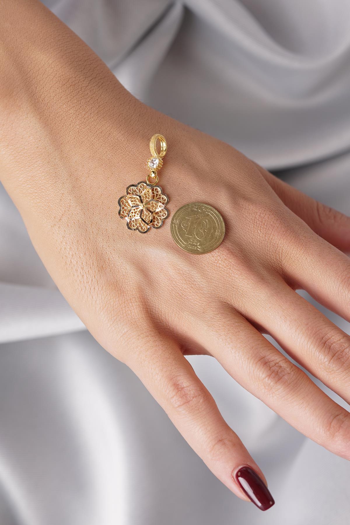 14K Gold Rose Motif Filigree Pendant – Mother’s Pendant