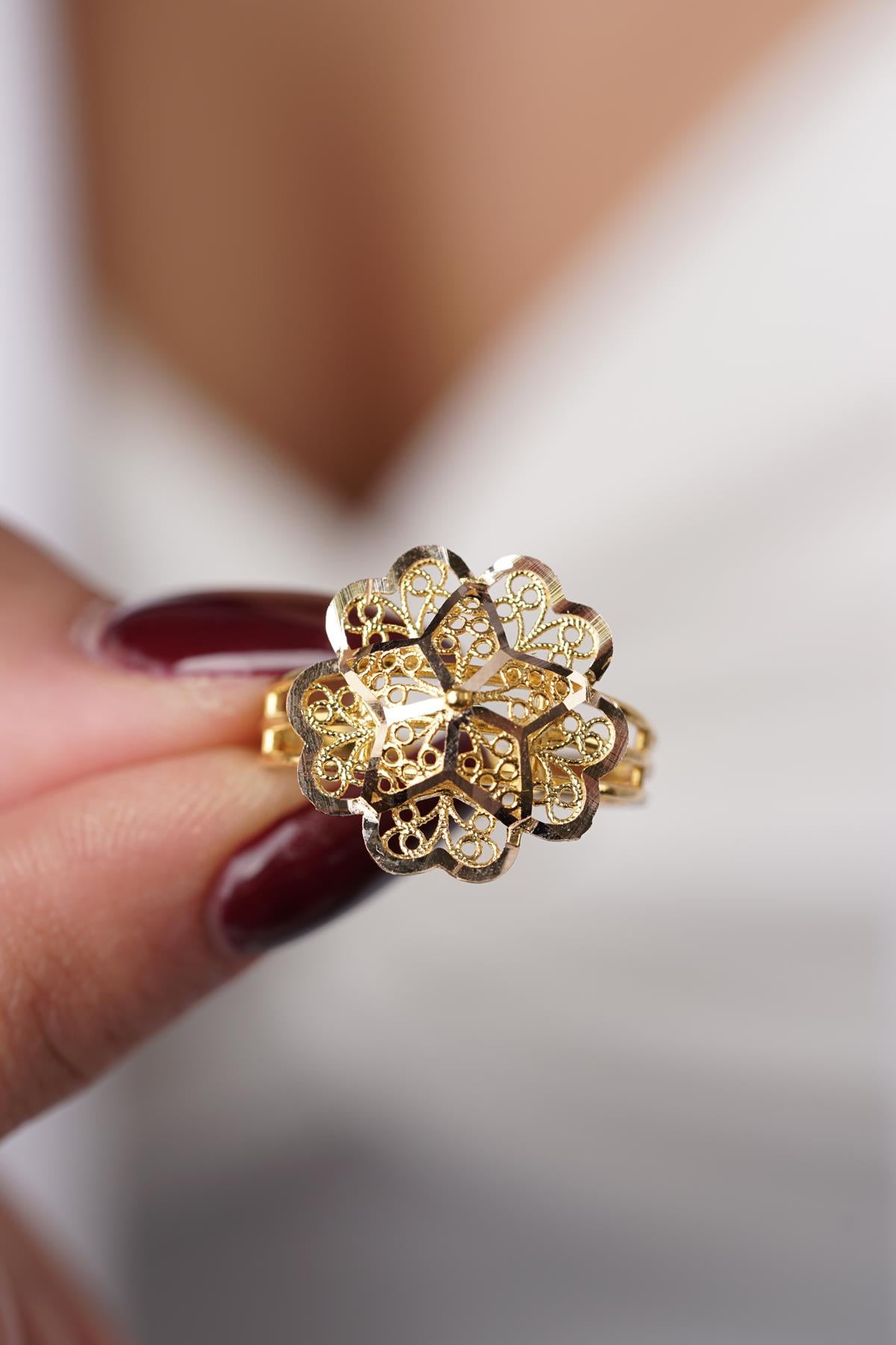 14K Gold Rose Motif Filigree Set – Mother’s Set