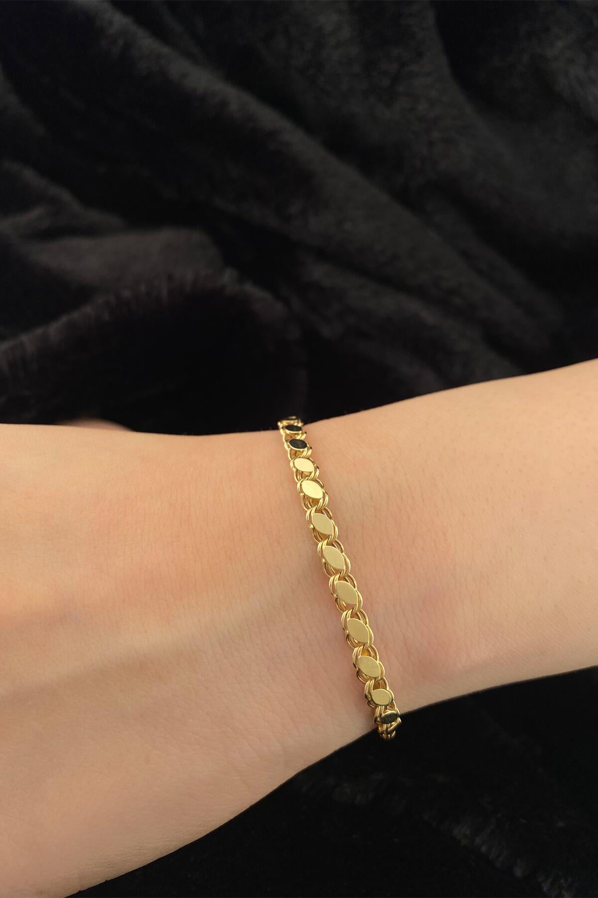 14K Gold Sequin Chain Bracelet 0.157 inch